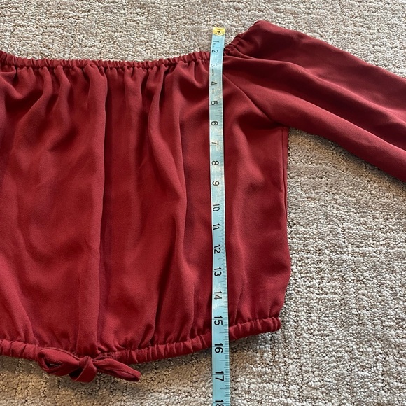 Aritzia Wilfred Eleanora Off-Shoulder Burgundy/Red Blouse, Long Sleeve Sz. Small - Picture 9 of 15